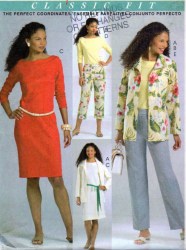 4842 MCCALLS PALMER PLETSCH JACKET, CAPRIS, PANTS, KNIT TOP & DRESS PATTERN 12-18
